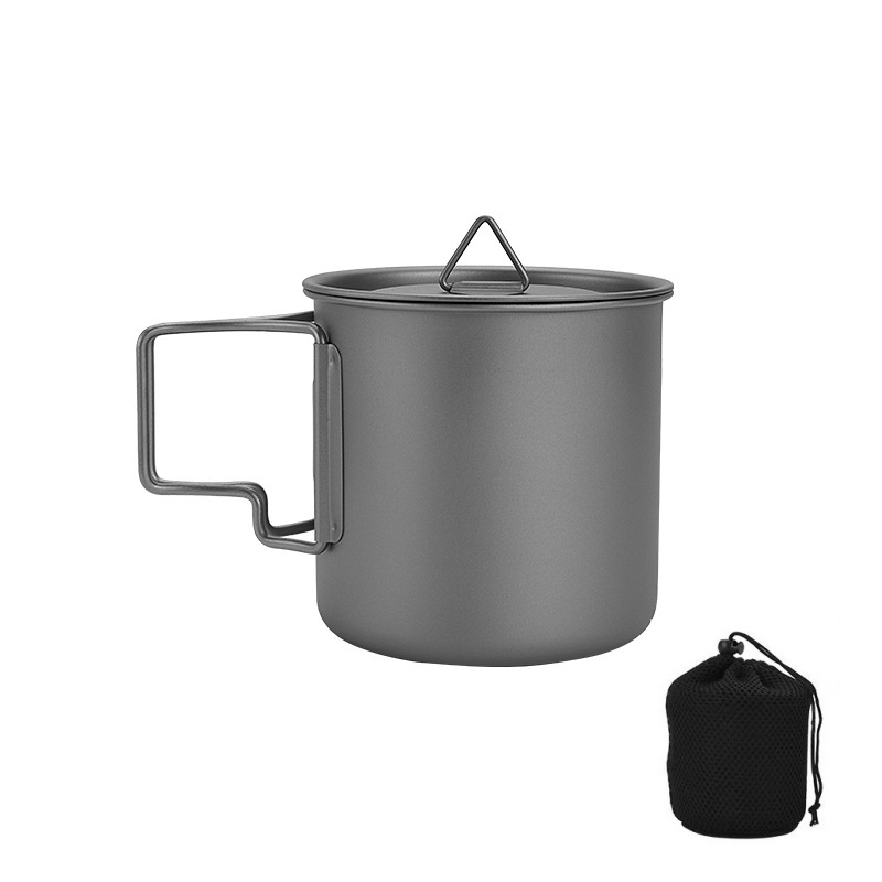 Camping Cooking Unit - Titanium Camping Mug with Folding Handle