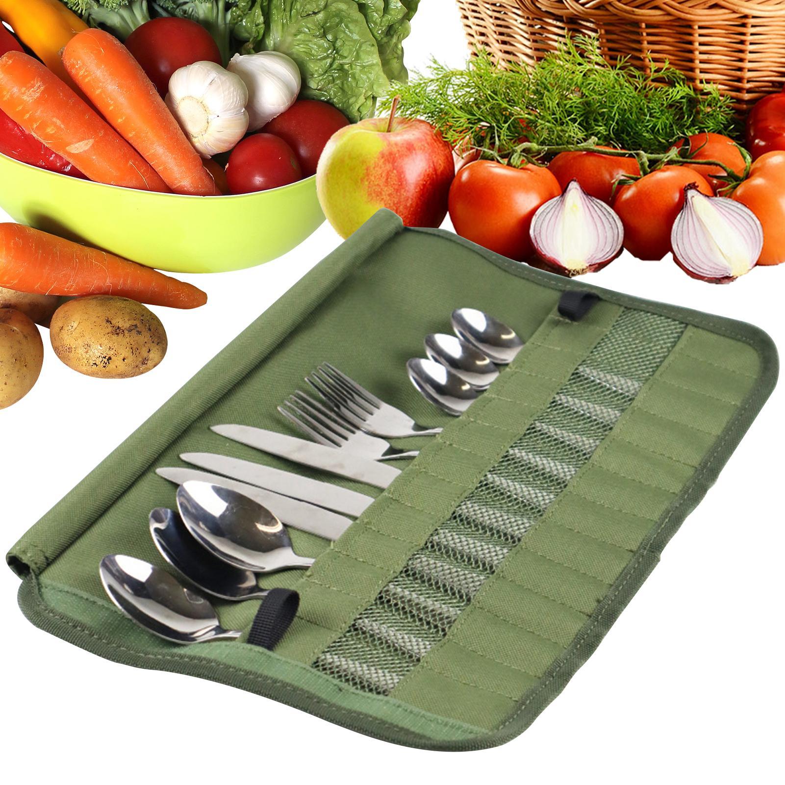 Camping Cooking Box Set - Camping Tableware Roll Bag Kitchen Cooking