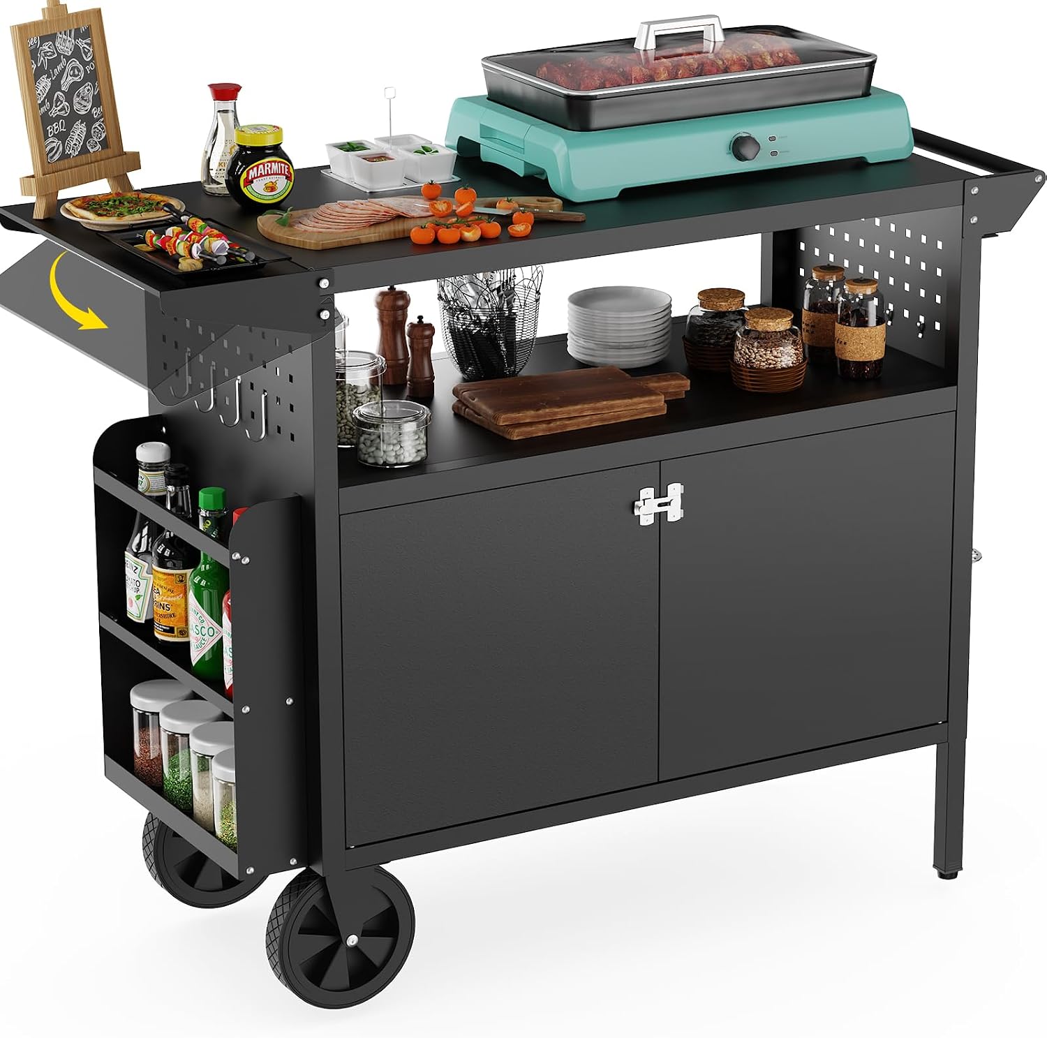 Camping Cooking Bbq - Outdoor Grill Cart Table With Storage