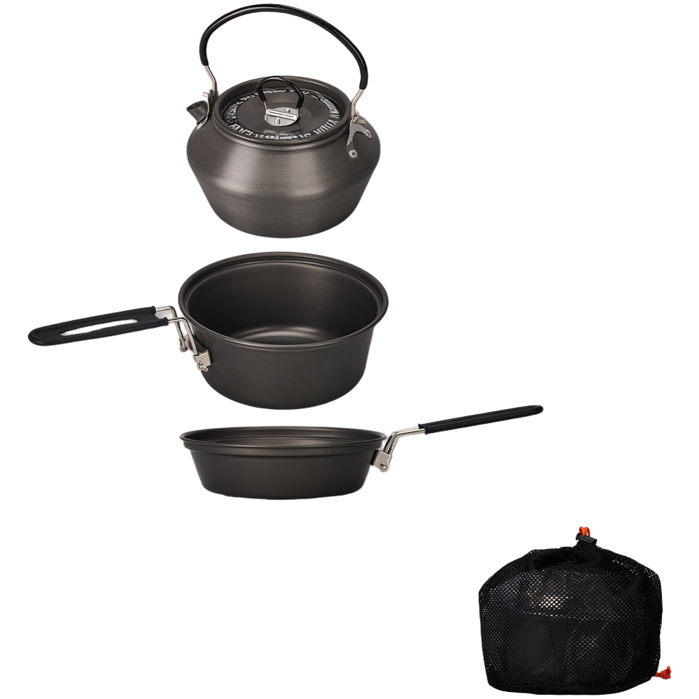 Camping Cooking Set With Kettle - Lightweight Aluminum Alloy Camping Cookware Set