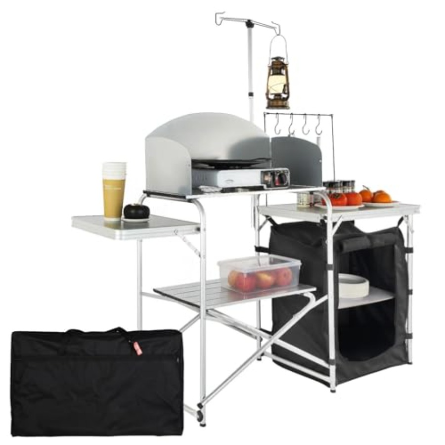 Camping Cooking Cupboard - Camping Kitchen Table, Folding Outdoor Cooking
