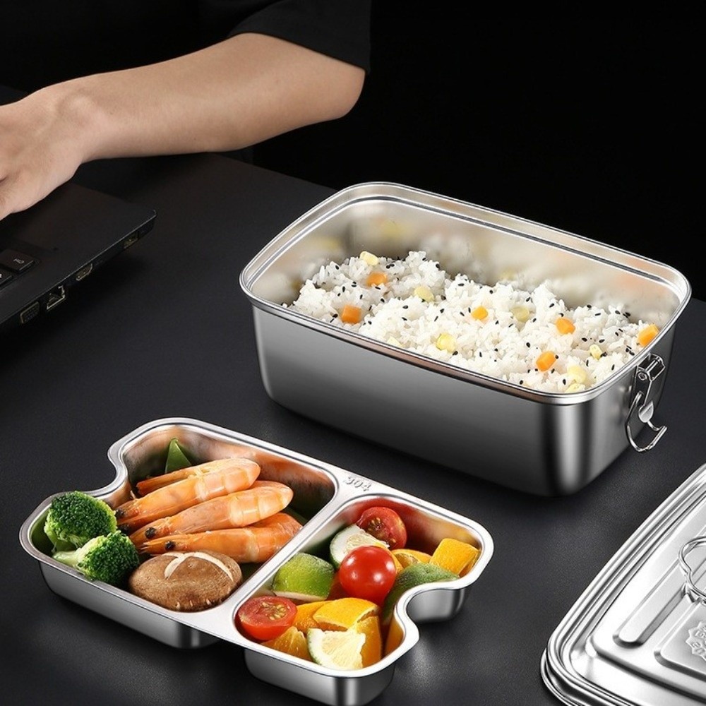 Camping Cooking Appliances - Double-layer Stainless Steel Lunch Box Divided
