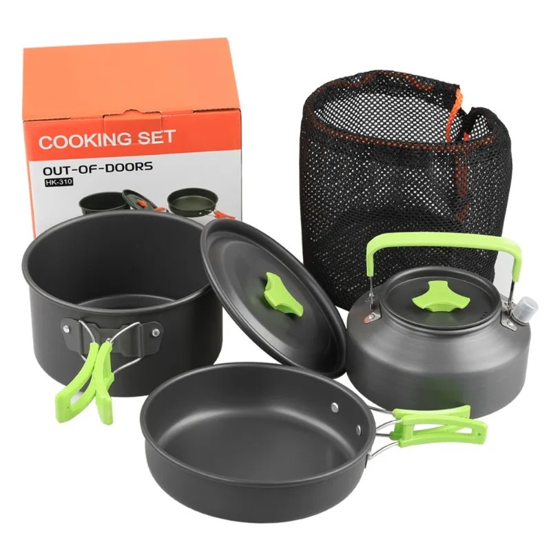 Camping Cooking Set With Kettle - Camping Cooking Set, Outdoor Kitchenware Set,
