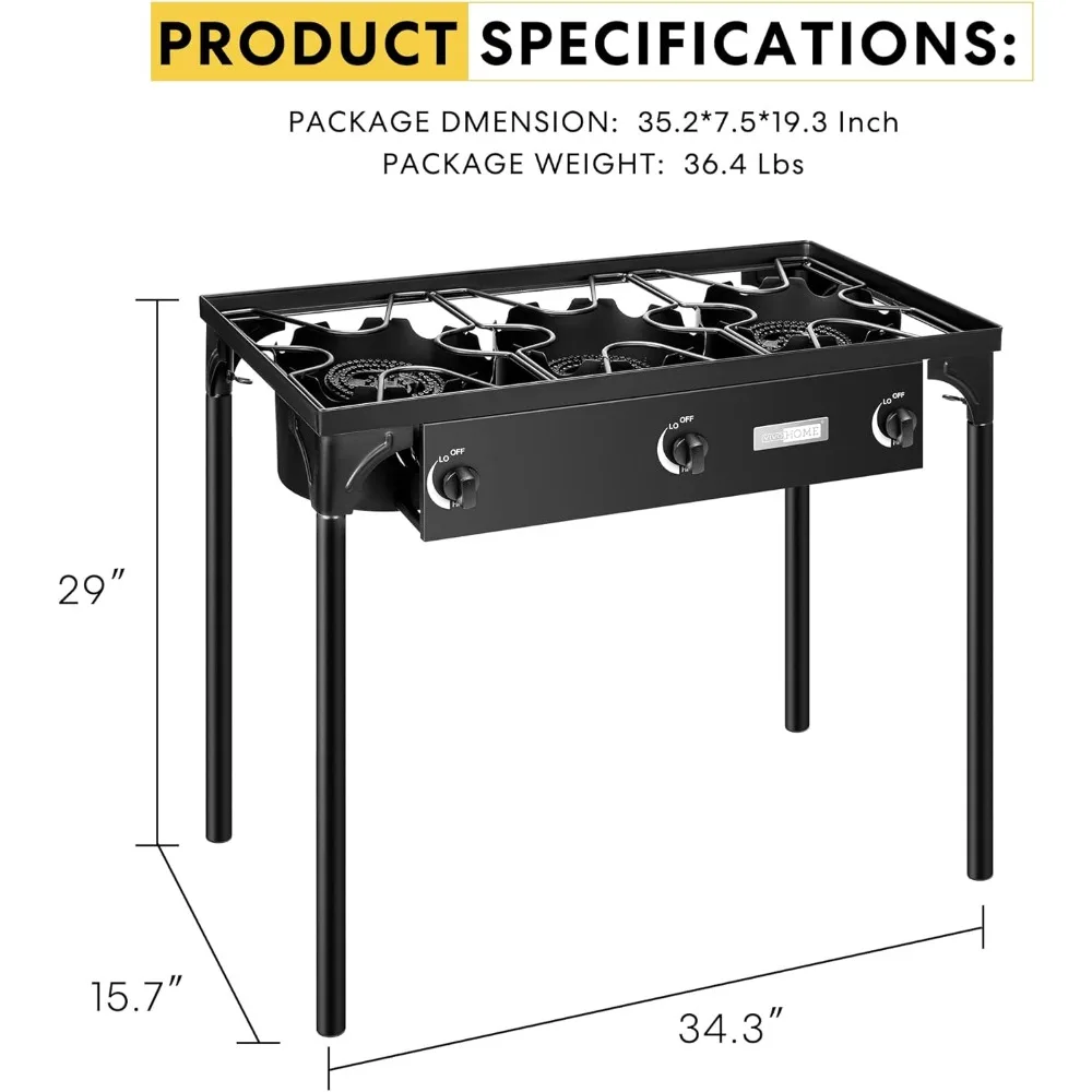Camping Cooking Materials - -3 Burner Extra Large Charcoal BBQ