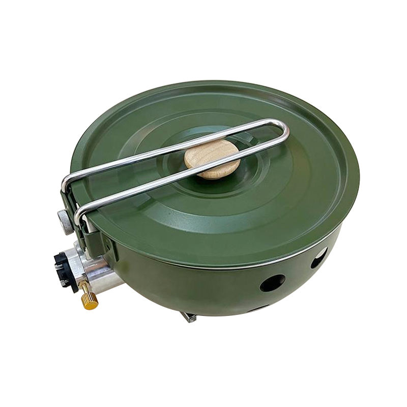 Camping Cooking Cupboard - Camping Gas Stove with Non-stick Pan