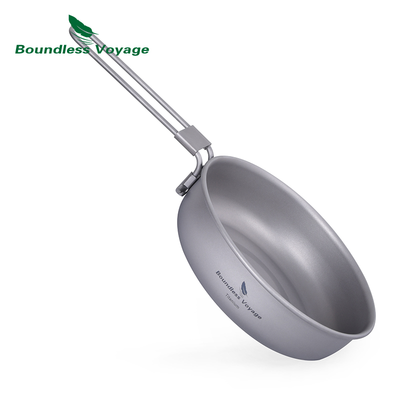 Camping Cooking Appliances - Boundless Voyage Ultra-light Titanium Frying Pan
