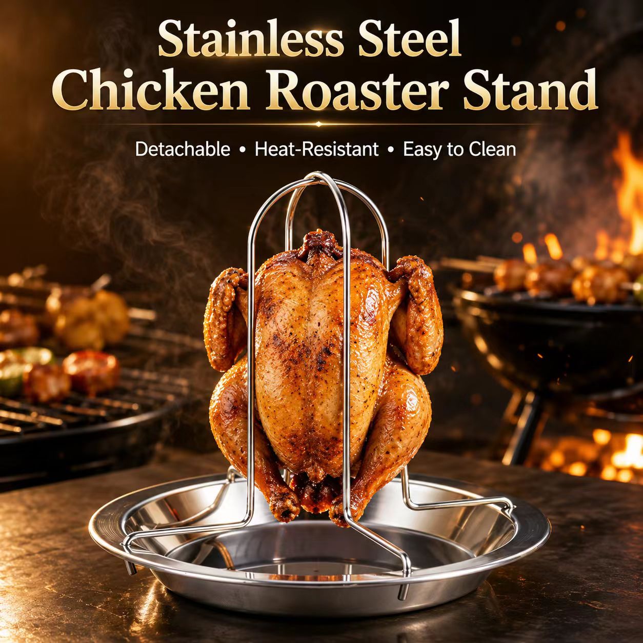 Camping Cooking Bbq - Portable Whole Chicken BBQ Grill Stand,
