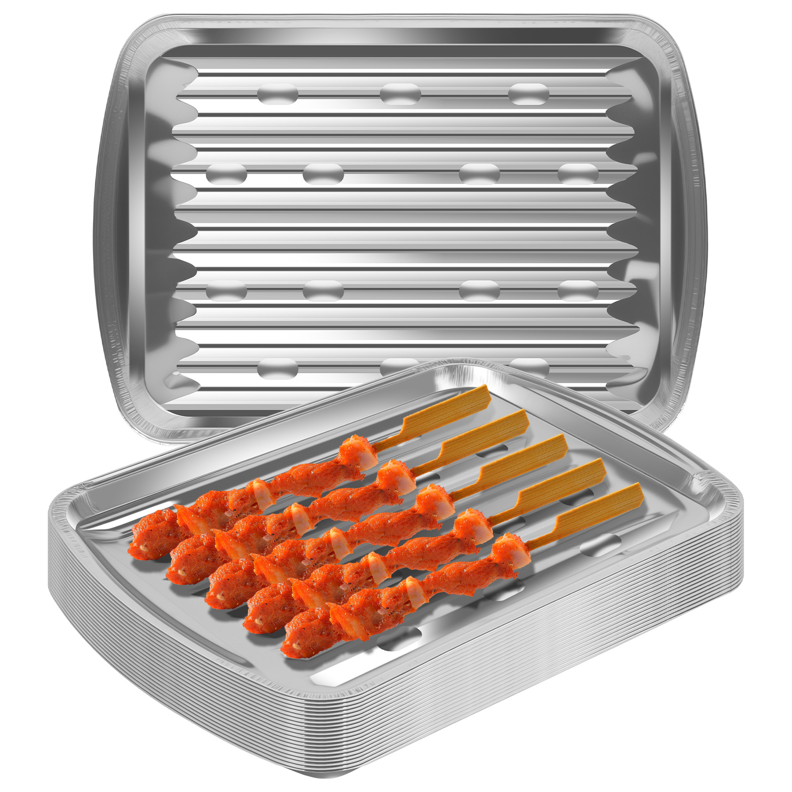 Camping Cooking Bbq - Aluminum Foil Trays Non-Stick Baking Pans