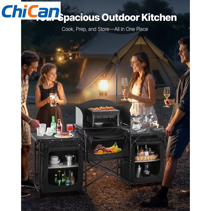 Camping Cooking Cupboard - 【Hot】VEVOR Camping Kitchen Table Aluminum Portable