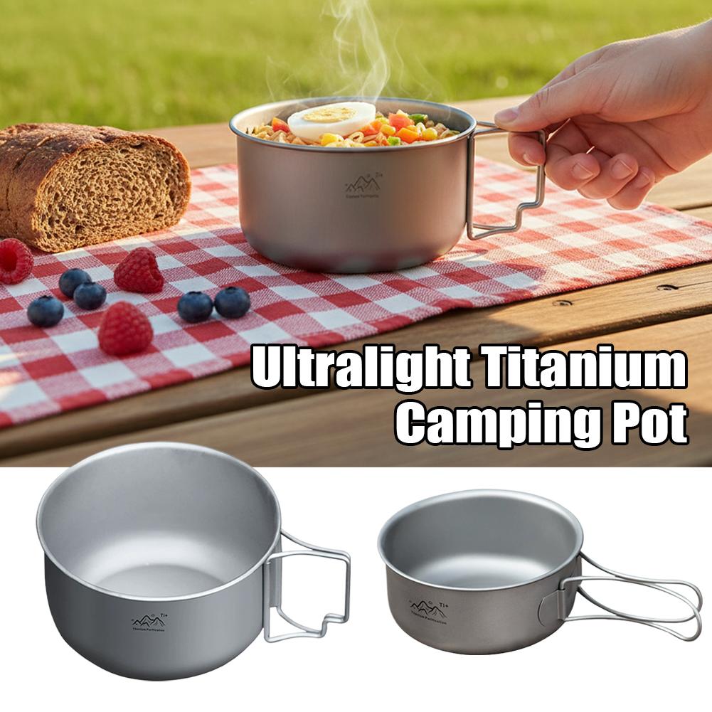 Camping Cooking Noodles - Titanium Coated Outdoor Cooking Pot Foldable