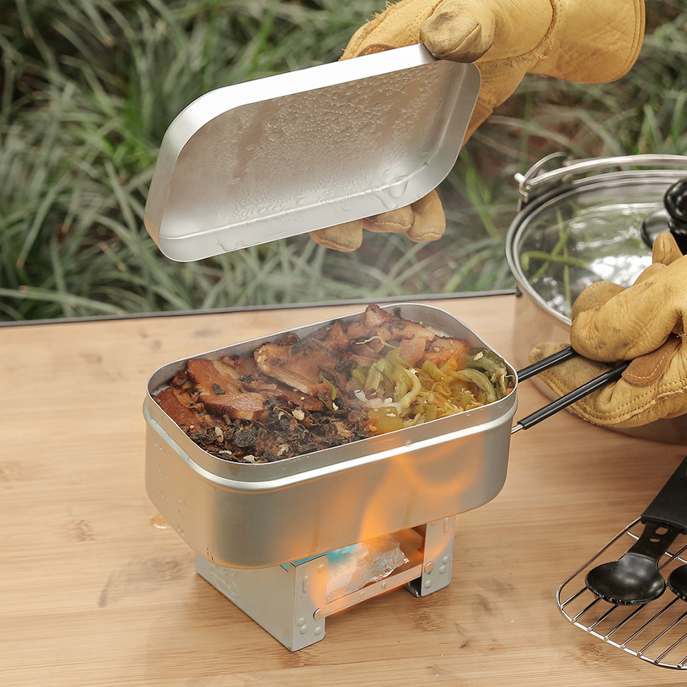 Camping Cooking Box Set - Outdoor Aluminium Mess Kit, Steam Rack