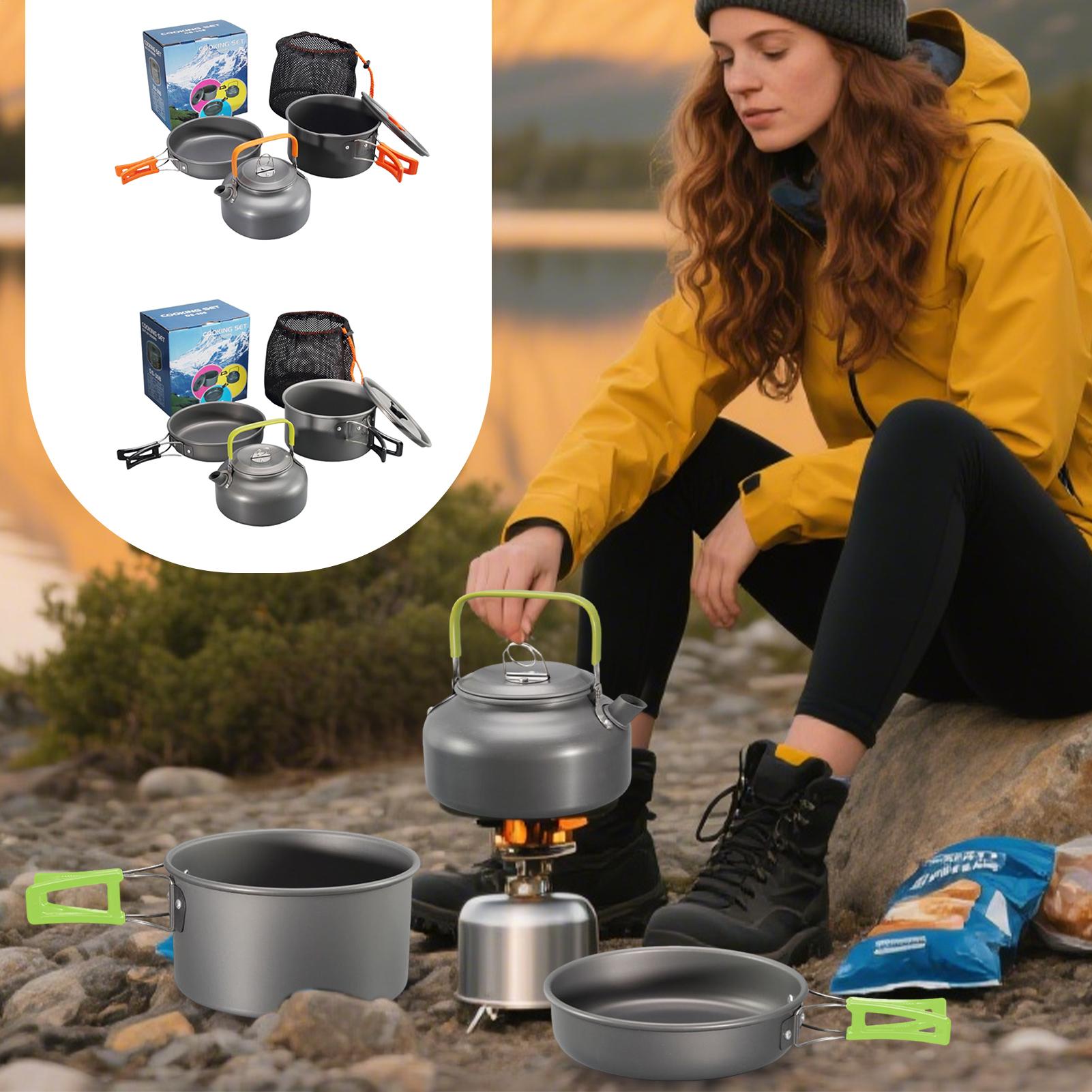 Camping Cooking Set With Kettle - Camping Cookware Camping Cook Pot Set