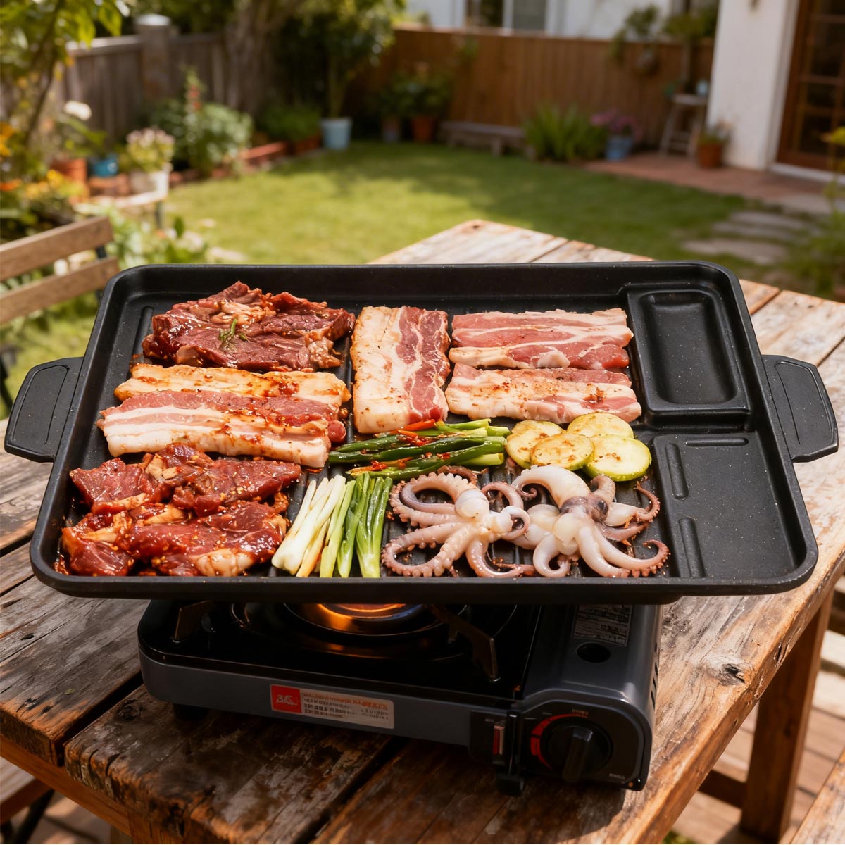 Camping Cooking Cupboard - Korean Grill Meat Plate Aluminum Titanium