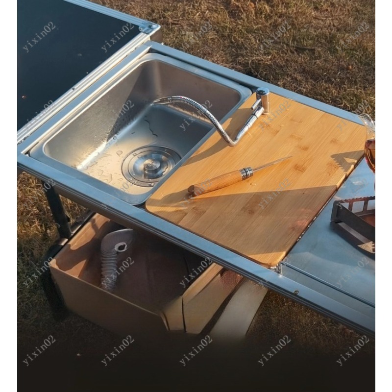 Camping Cooking Vegetables - Outdoor Portable Camping Kitchen Sink Module