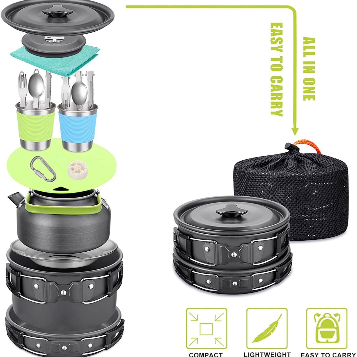 Outdoor Camping Cook Set with  - огляд і ціна Camping Cooking Set With Kettle