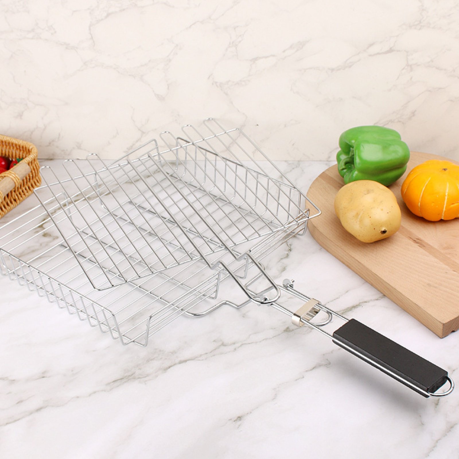 Wood Handle Grill Basket Porta - огляд і ціна Camp Grill Portable Folding