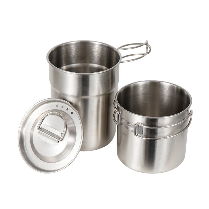 2Pcs/Set Camping Kettle Stainl - огляд і ціна Camping Cooking Set With Kettle