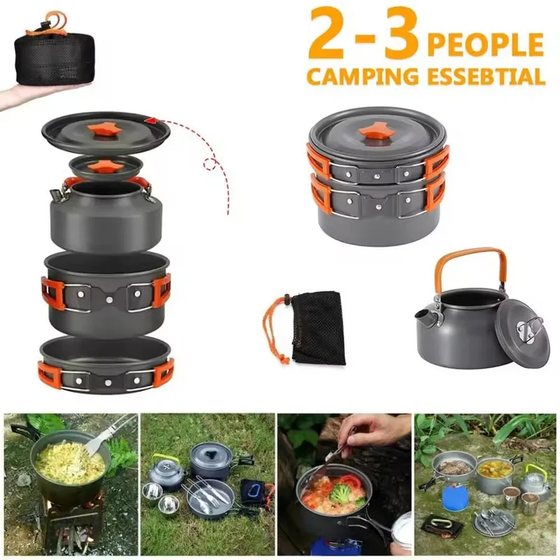 Outdoor Aluminum Alloy Camping - огляд і ціна Camping Cooking Set With Kettle