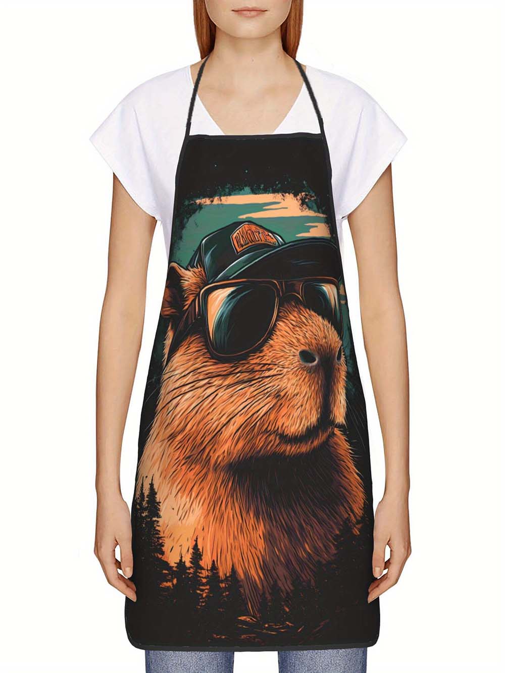 1pc  Cool Capybara Grilling Ap - огляд і ціна Camping Cooking In Forest