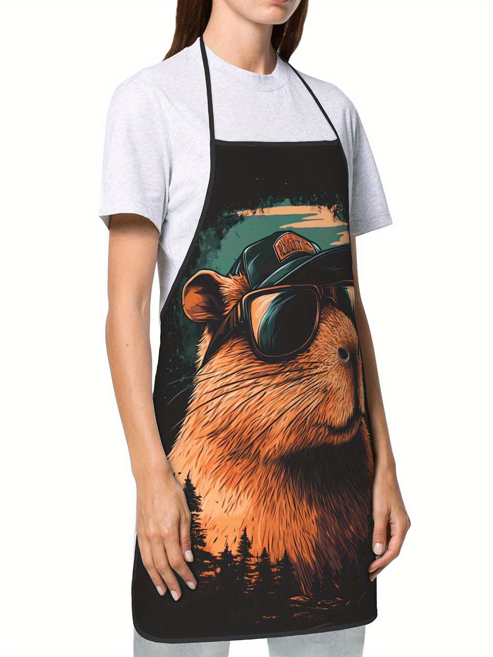 1pc  Cool Capybara Grilling Ap - огляд і ціна Camping Cooking In Forest