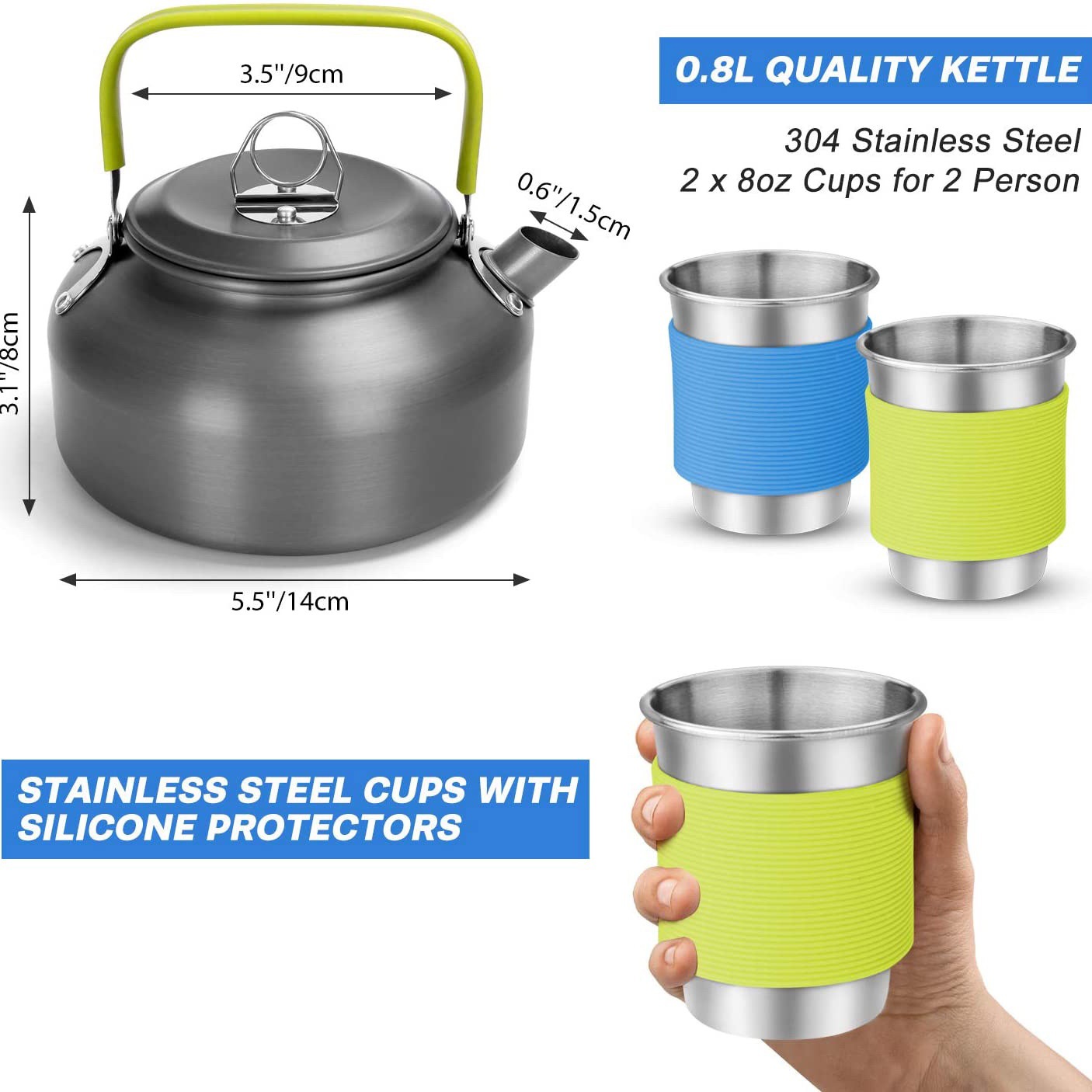Complete 2-3 Person Camping Co - огляд і ціна Camping Cooking Set With Kettle