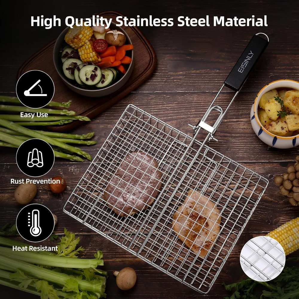 Portable Grill Basket, BBQ Gri - огляд і ціна Camping Cooking Vegetables