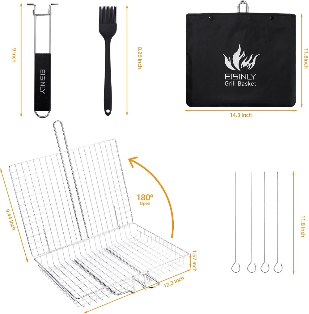 Portable Grill Basket, BBQ Gri - огляд і ціна Camping Cooking Vegetables
