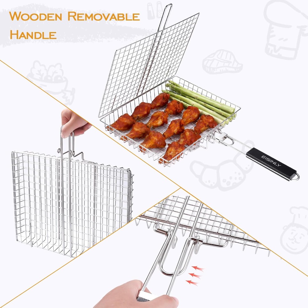 Portable Grill Basket, BBQ Gri - огляд і ціна Camping Cooking Vegetables