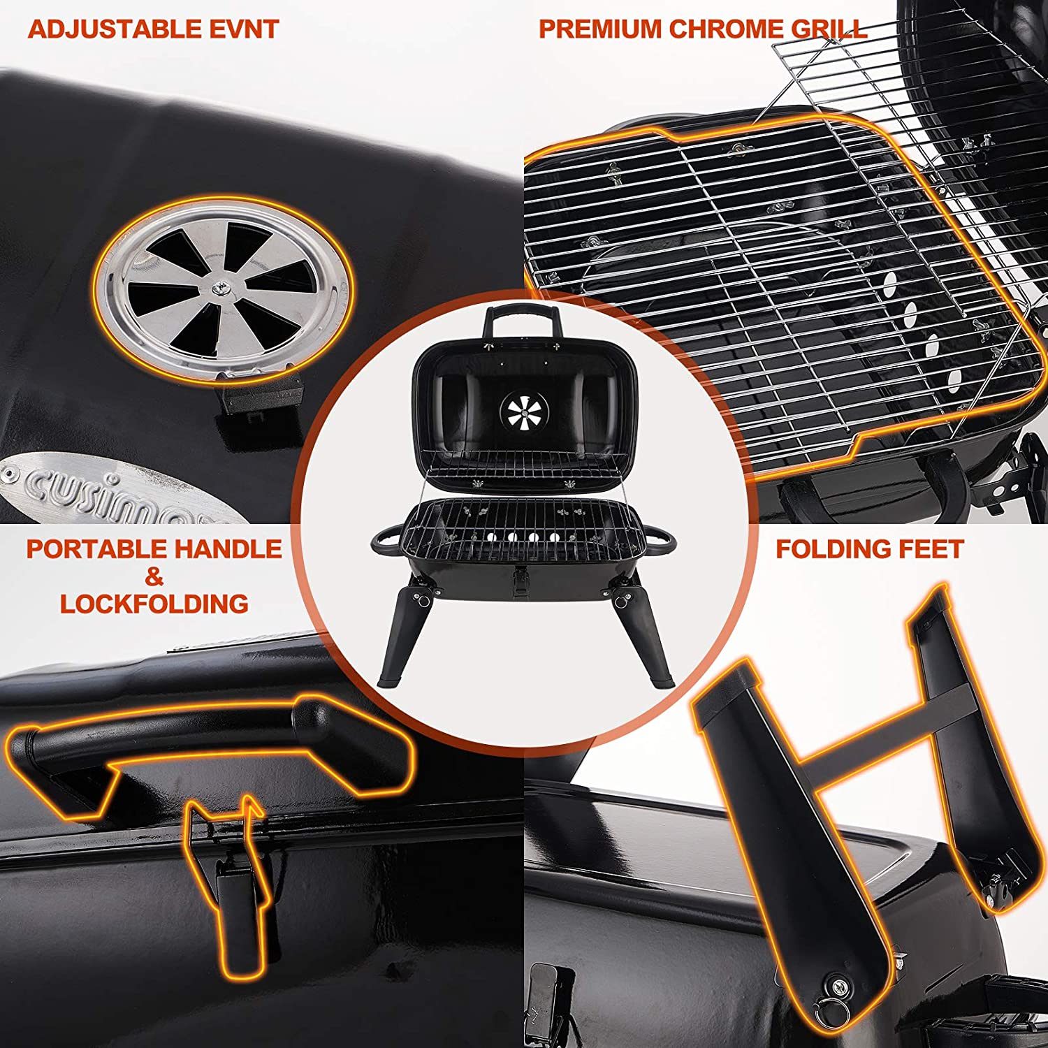 18-inch Black Charcoal Grill F - огляд і ціна Camp Grill Portable Folding