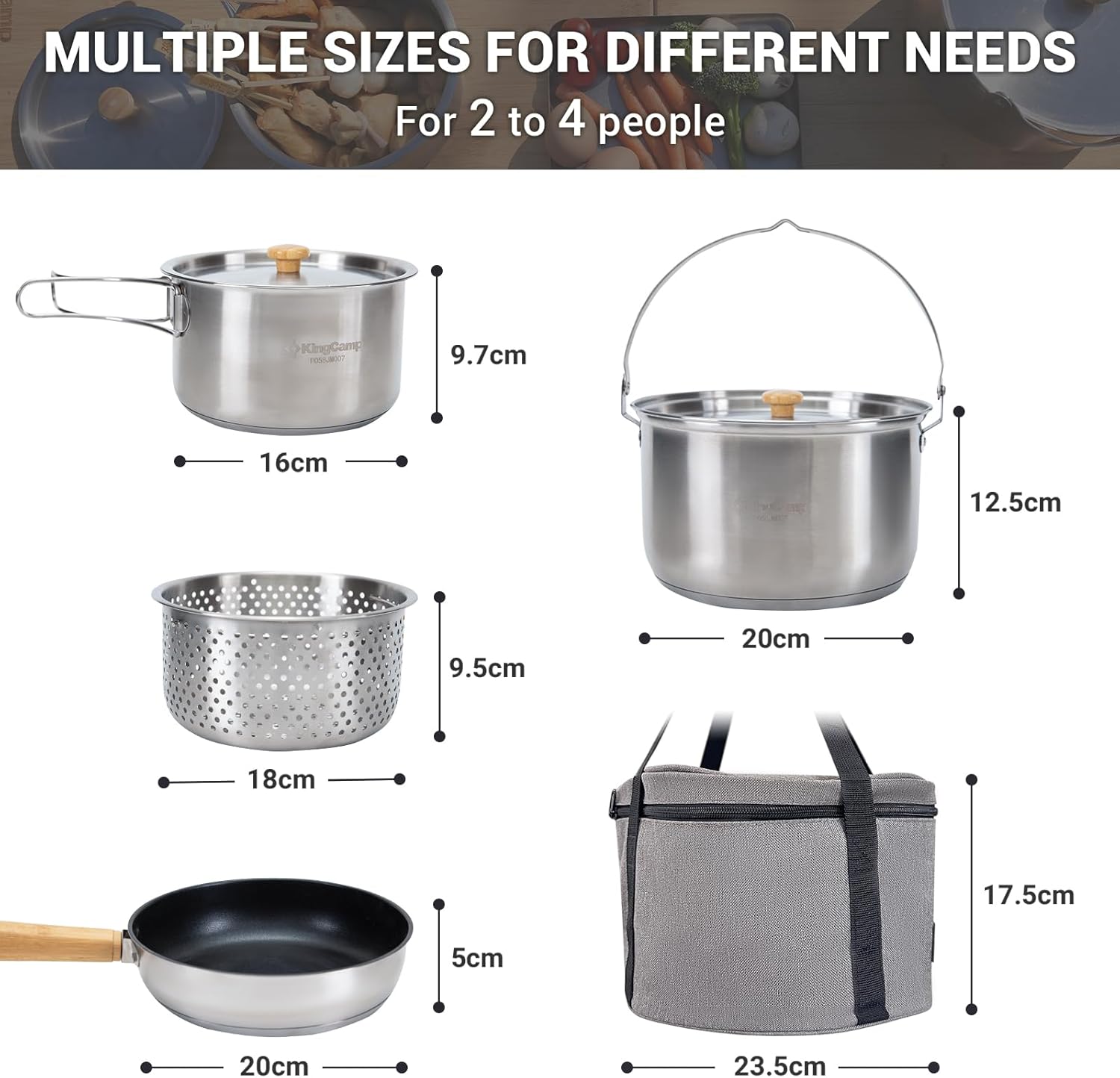 304 Stainless Steel Camping Co - огляд і ціна Camping Cooking Set With Kettle