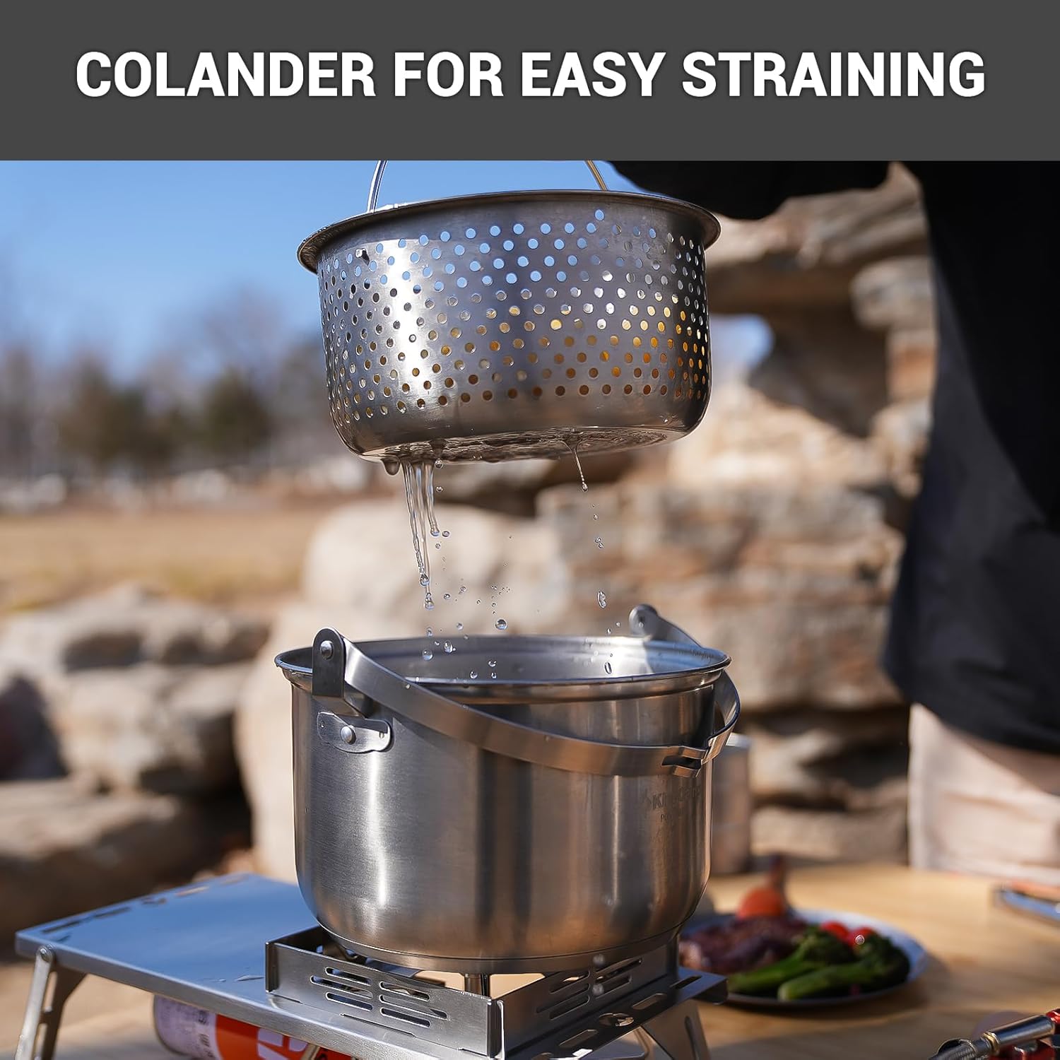 304 Stainless Steel Camping Co - огляд і ціна Camping Cooking Set With Kettle