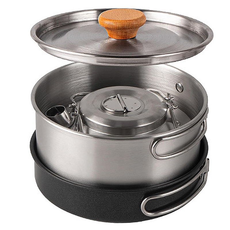 High-Grade 304 Stainless Steel - огляд і ціна Camping Cooking Set With Kettle