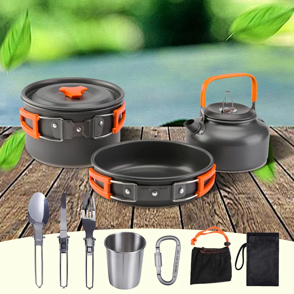 Camping Cookware Kit Kettle Po - огляд і ціна Camping Cooking Set With Kettle