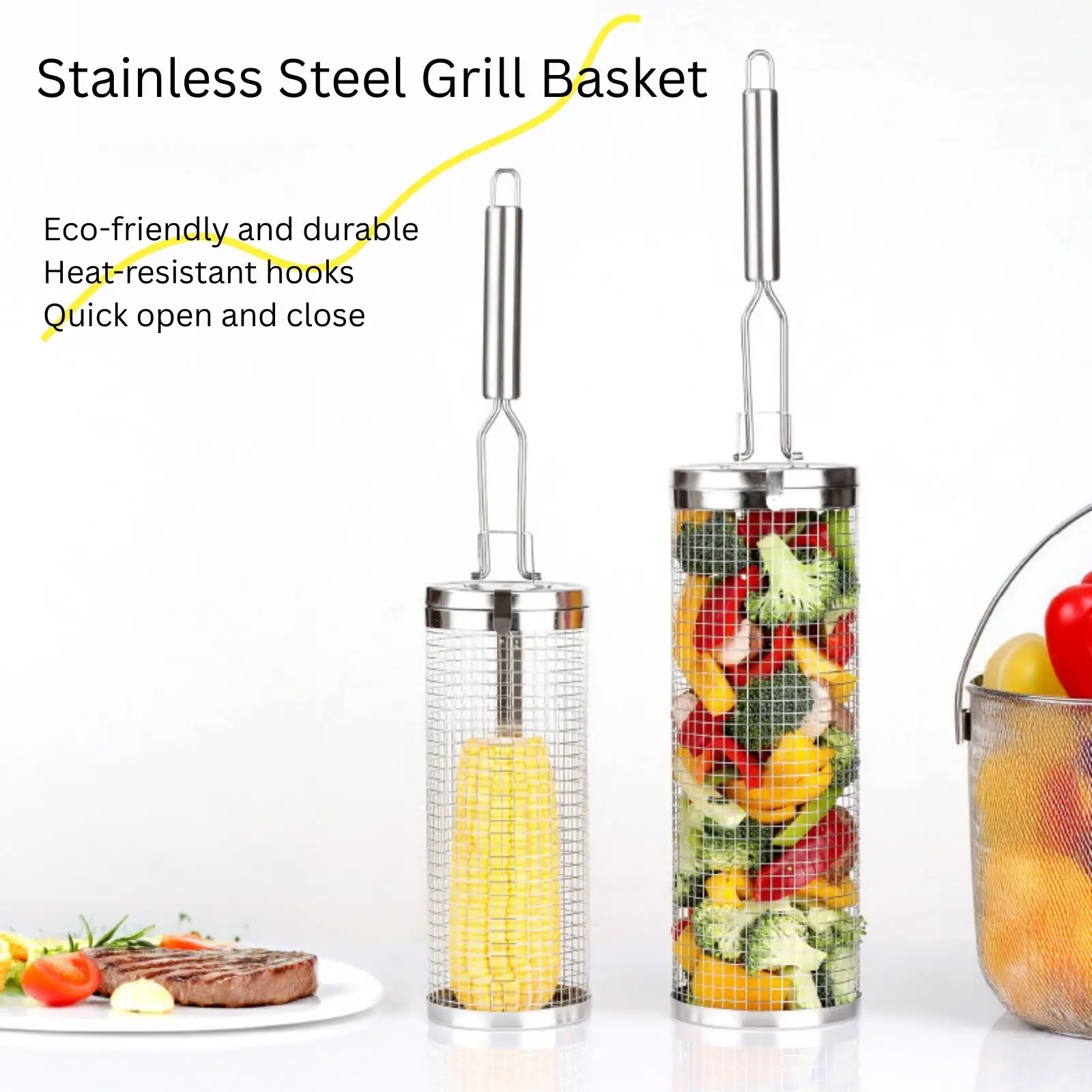 Stainless Steel Rolling Grill  - огляд і ціна Camping Cooking Vegetables