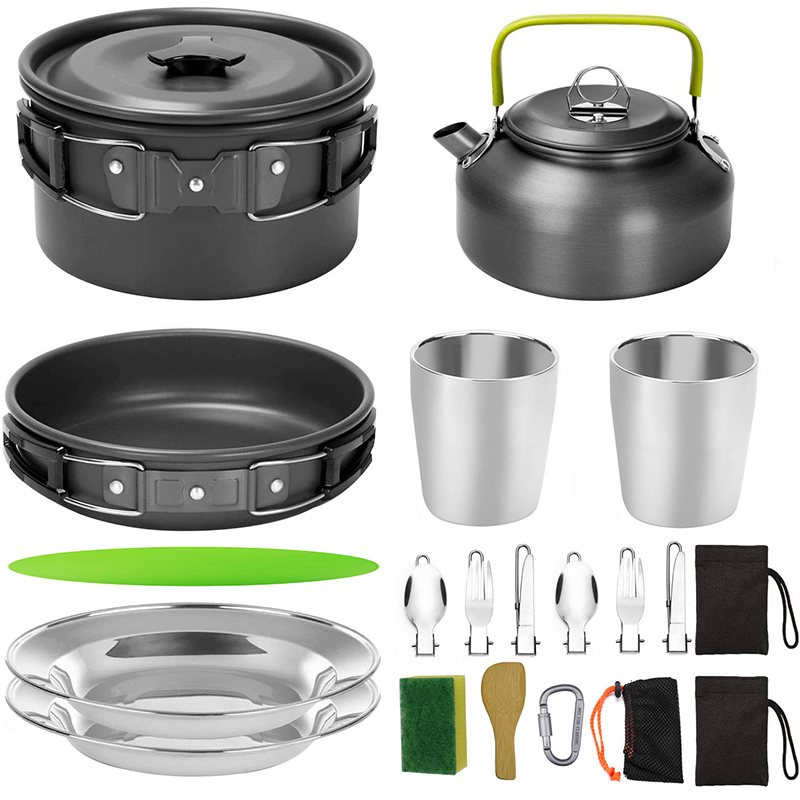 1 Set Outdoor Pot Pan Camping  - огляд і ціна Camping Cooking Set With Kettle