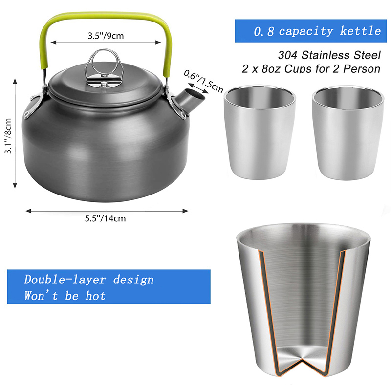 1 Set Outdoor Pot Pan Camping  - огляд і ціна Camping Cooking Set With Kettle