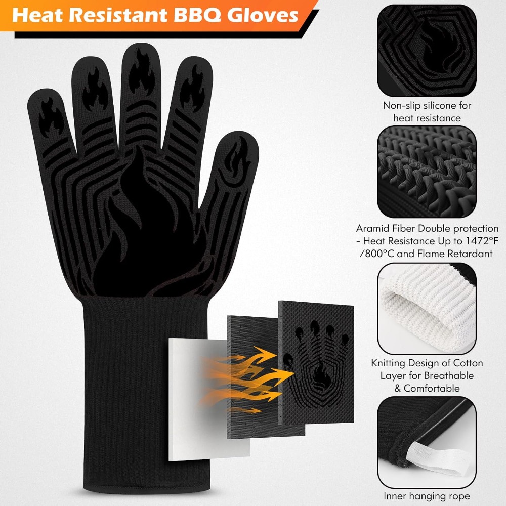 BBQ Gloves, 1472°F Heat Resist - огляд і ціна Camping Cooking Bbq